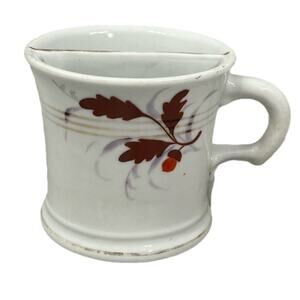 Antique Excelsior Hand Painted Porcelain Oak Leaf Acorn Shaving Scuttle Mug